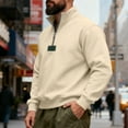 thumbnail image 4 of Miluxas Mens Quarter Zip Pullover Sweaters Casual Slim Fit Knit Texture Sweater Beige, 4 of 8
