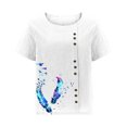 thumbnail image 3 of Camisetas de Manga Corta para las Mujeres Botón de Impresión Casual Cuello Redondo Camiseta Superior, Blusas para las Mujeres Casual, 3 of 4