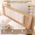 thumbnail image 4 of Aitjunz Modern Full Size Bed Frame with Upholstered Headboard and Charging Station, 2 Storage Drawers, Fluted Wood Platform Bed Frame, No Box Spring Needed, White, 4 of 5