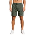 thumbnail image 2 of WIZUTIZ Men's Solid Color Button Zipper Fly Elastic Waist Shorts Pockets Summer Casual Loose Fit Breathable Lightweight Fashion Pants, 2 of 4