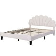 thumbnail image 5 of Harper & Bright Designs Queen Size Upholstered Platform Bed Frame with Flower Pattern Velvet Headboard, Bean paste red, 5 of 11