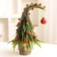 thumbnail image 5 of Mini árbol de Navidad, tronco torcido decorativo, decoración festiva, ramas de pino artificiales, luces LED, diseño plegable, estructura de metal, base de madera, para dormitorio, 5 of 8