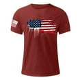 thumbnail image 3 of BiZtdJrK Mens Cotton Graphic Tees Short Sleeve USA Flag Patriotic T Shirts Comfy Casual Summer Tee Shirts Wine XXL, 3 of 5
