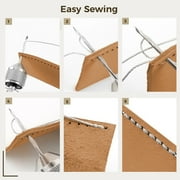 Leather Sewing Awl Kit, Hand Stitcher Tool with Wooden Handle, 2 Sizes Straight Needles, Black Waxed Thread, Bobbin, Wrench and Screwdriver for Leather Craft and Heavy Fabric Repair