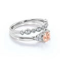 thumbnail image 2 of Dazzling Minimalist 1.75 Carat Round Cut, Affordable Morganite And Diamond Moissanite Engagement Ring, Wedding Gift, One Matching Band in 18k White Gold Plating, Gift For Her, Promise Ring, 2 of 3