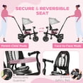 thumbnail image 4 of Qaba Baby Tricycle 5 In 1 Trike, Reversible Angle Adjustable Seat Removable Handle Canopy Handrail Belt Storage Footrest Brake for 1-5 Years Old Gray, 4 of 9