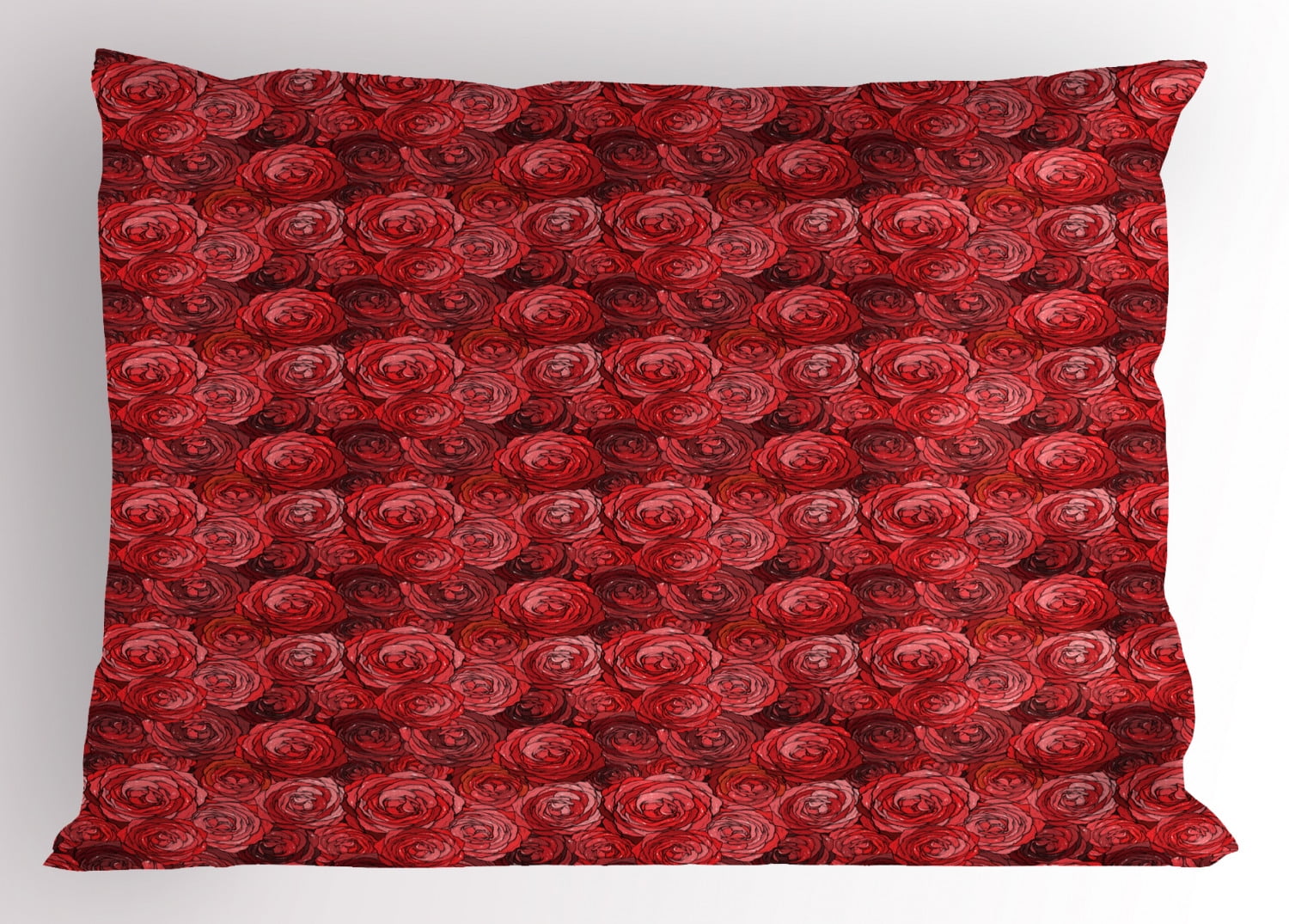 Roses Pillow Sham, Cute Illustration with Fantastic Floral Petals in