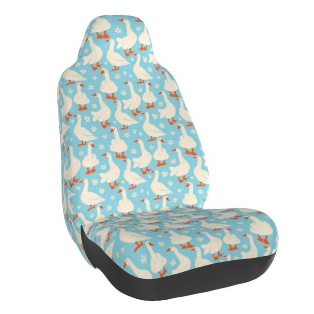 Balery White Geese and Flower Funda de Asiento para Auto con Diseño - Cubierta Frontal Suave y Transpirable con Protector Antideslizante- 1 Unidad
