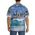 thumbnail image 5 of Naloa Lighthouse in Havana Men's Loose Fit Cuban Collar Short-Sleeve Shirt with Button-down and Chest Pocket for Everyday Wear Outings - XX-Large, 5 of 7