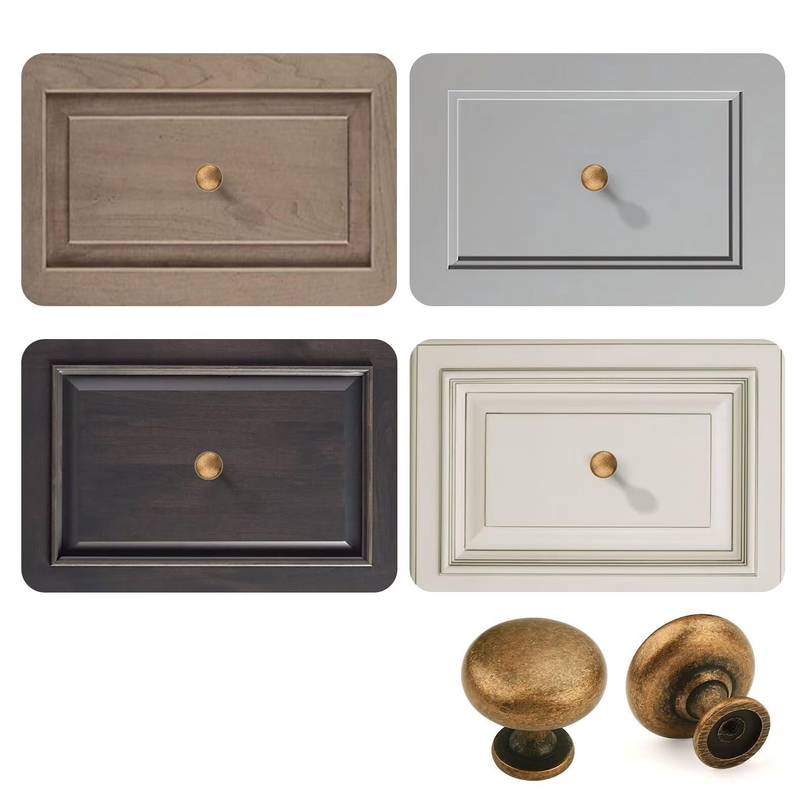 Aged Brass Knobs 12 Pack, Solid Warm Gold Cabinet Knobs, Antique Brass Drawer Knobs, Champagne Bronze Kitchen Cabinet Hardware,Diameter 1-1/5"
