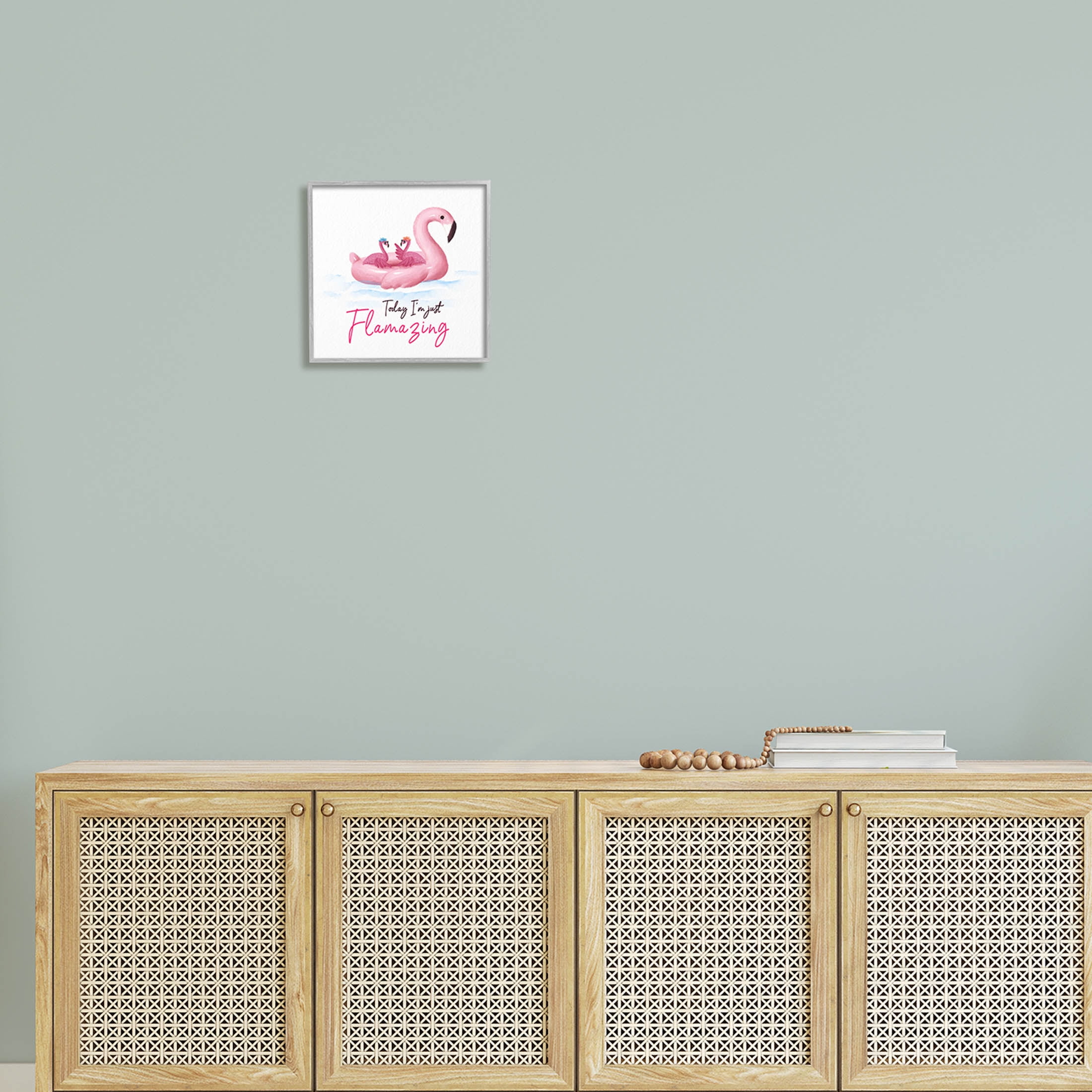 Today I'm Flamazing Flamingoes Animals & Insects Graphic Art Gray Framed Art Print Wall Art