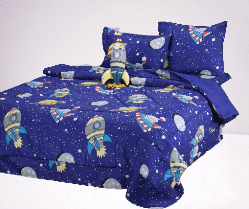 Bedding all season space galaxy bed in bag twin size plushie toy pillow