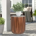 Homebeez Round Concrete Accent Table,Patio End Table Outdoor Side Table