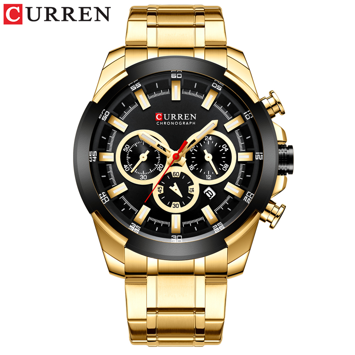 CURREN 8361 Quartz Man Wristwatch Watch for Male Men Watches with Calendar Indicator Date Waterproof Luminous Hands Three Sub-Dials Second Minute Microsecond Chronograph Stainless Steel Stra - image 2 of 7