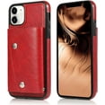 thumbnail image 2 of for iPhone 11 Card Holder Case with Neck Strap Crossbody Chain Handbag Wrist Strap Protective Cover with Credit Card Holder Slot PU Leather Wallet Case for iPhone 11 Red, 2 of 16