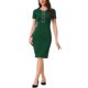 thumbnail image 1 of Vestido de mujer corto de manga corta Inspire Chic, vestido ajustado de tweed para el trabajo, vestido lápiz M verde, 1 of 6
