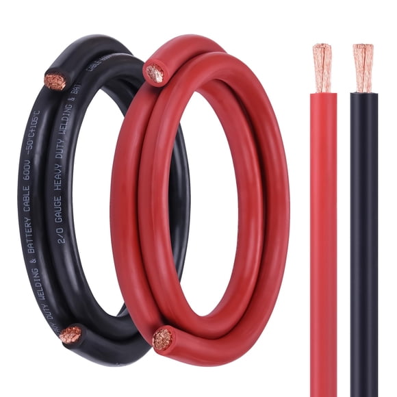 Geosiry 2/0 Battery Cable, 5FT Red + 5FT Black 2/0 Welding Cable, Stranded Oxygen-Free Pure Copper Wire for Automotive, Battery, Solar, Marine and Ge