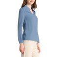 thumbnail image 4 of INSPIRE CHIC Women's Elegant V Neck Long Sleeves Button Down Shirt XS Deep Blue, 4 of 6