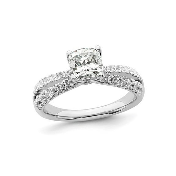 1.80 Carat (Ctw VS2-VS1, D-E-F) Certified Cushion-Cut Lab Grown Diamond Engagement Ring in 14K White Gold for Women