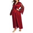 thumbnail image 2 of XXLvision Women's Plus Size Lace Satin Lingerie Kimono Nightgown Bath Robe Sleepwear Nightwear, 2 of 4