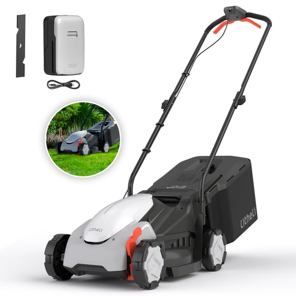 Litheli 20V Cordless Electric Lawn Mower, 13-Inch, Brushless Motor, 5-Position Height Adjustment, Lightweight, with 5.0Ah Battery, for Lawns & Gardens