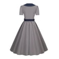 thumbnail image 4 of Brglopf 1950's Vintage Swing Dress for Women, Womens Polka Dot Cocktail Dress Short Sleeve Bow Tie Waist Flowy Evening Tea Dress Gray S, 4 of 7