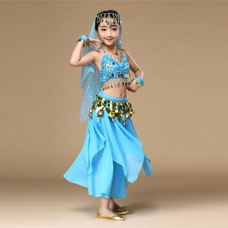 Kids' Girls India Dance Clothes Belly Dance Costume Top+Skirt
