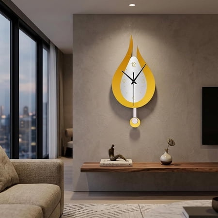20.4 Inch Pendulum Wall Clock, Silent Non-Ticking Acrylic Clock, Modern Decorative Wall Clock, Easy Mount Fade Resistant for Living Room Bedroom Office (Glok)