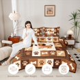 thumbnail image 3 of Homewish Rustic Dog Plaid Queen Comforter Set,Paws Bone Comforter Sets Queen,Brown,Light Gray Reversible,3-Piece,1 Comforter and 2 Pillowcases, 3 of 7