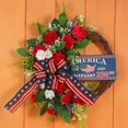 thumbnail image 6 of Patriotic 4th of July Wreath for Front Door Red White Blue Independence Day Memorial Day Summer Farmhouse Wall Door Decoration(D,One Size), 6 of 6