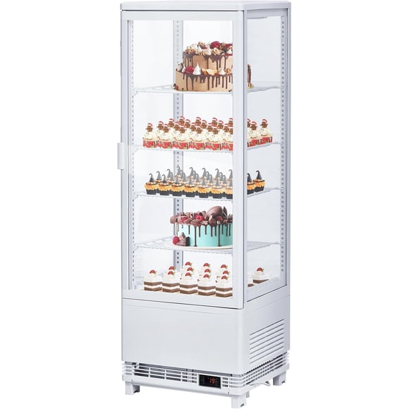 IdealHouse Commercial Display Refrigerator, 4.2 Cu.Ft Display Refrigerator Cooler with LED Lighting, Adjustable Shelves Glass Door Merchandiser Cooler, Automatic Defrost Freestanding Upright