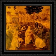 Adoration of the Magi 20x20 Black Ornate Wood Framed Canvas Art by Da Vinci, Leonardo