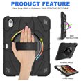 thumbnail image 3 of Dteck for iPad Air 11 inch 7th (M3) 2025 / 6th (M2) 2024, Heavy Duty Shockproof Protective Case Stand and Hand/Shoulder Strap for iPad Air 6th Generation Cover with Pen Holder, Black, 3 of 11
