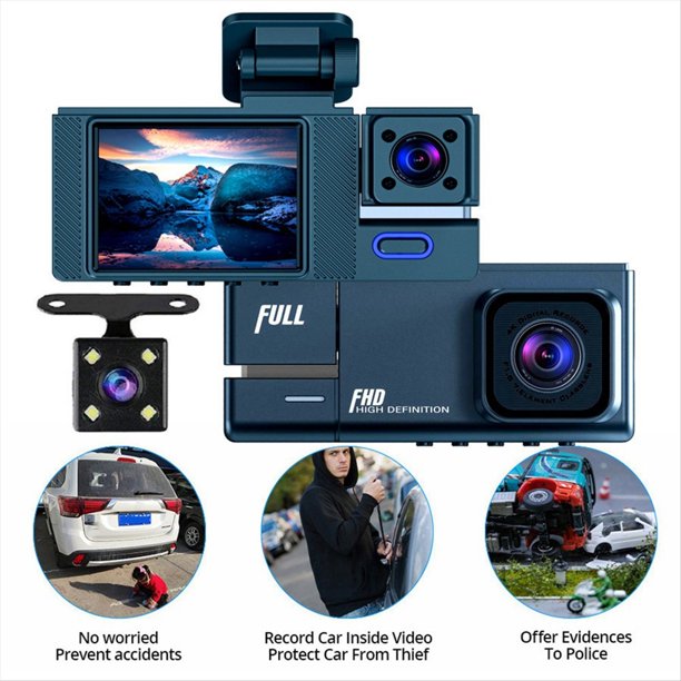 Grabador de Coche HD 1080P Pantalla de 2 Pulgadas para Coche Lentes con la Misma Pantalla con Imagen Inversa Grabador DVR para Coche