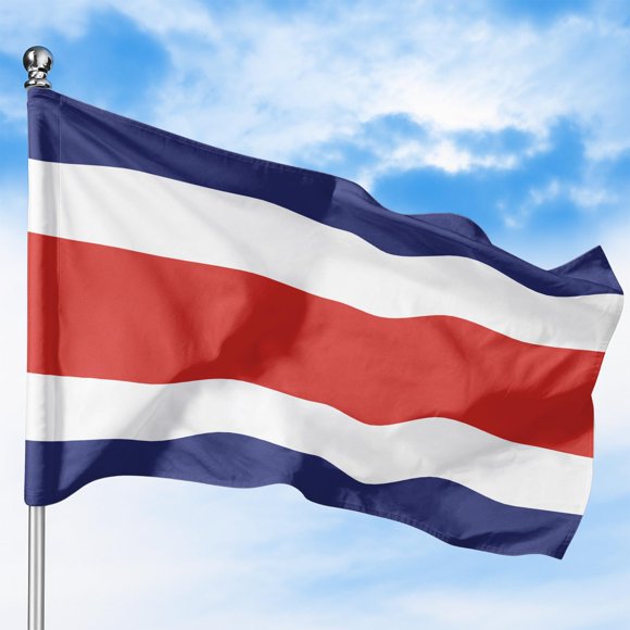 Costa Rica Outdoor Flag (3x5ft) by DreamController - Durable, Fade-Resistant Polyester, Double-Stitched, Brass Grommets - HD Printed Central America Flag - Made in USA