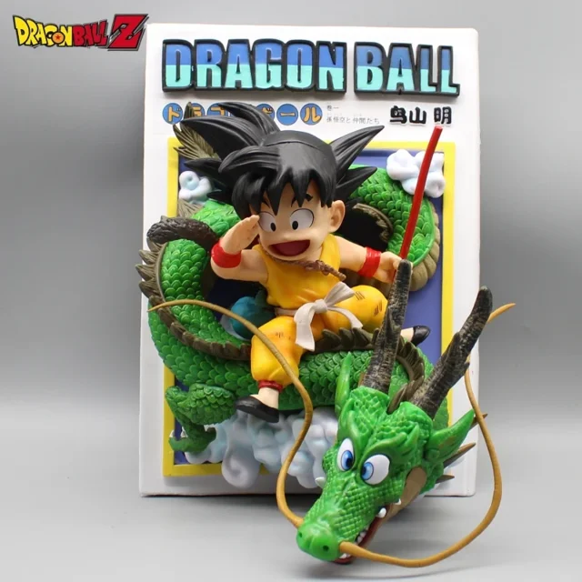 Amime-figura de acción de Dragon Ball Z Gk 3d para niños, cómic, Son Goku Riding Shenron, modelo de estatua de Pvc, juguete de colección