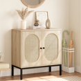 thumbnail image 2 of Whizmax Rattan Storage Cabinet with Doors and Shelves, Accent Cabinet Sideboard, Wood Console Cabinet with Storage Entryway Cabinet for Living Room, Dining Room, Hallway,Natural, 2 of 8