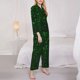 thumbnail image 3 of Balery Green Sparkling Conjunto de Pijama con Estampado para Mujer, Conjunto de Dos Piezas con Manga Larga, Ropa de Dormir Suave con Bolsillos, Pijamas Cómodos-Medium, 3 of 7