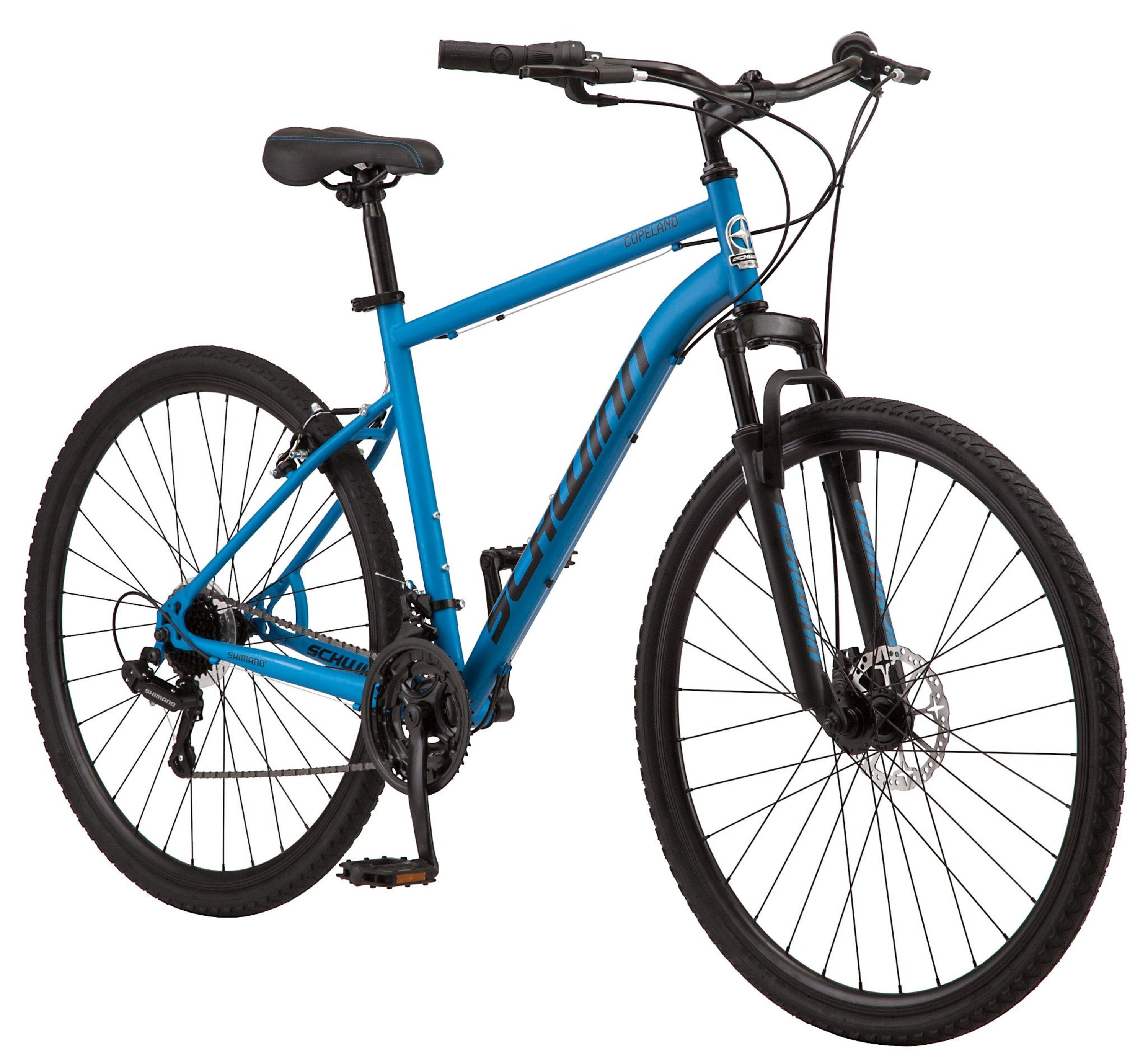 blue hybrid bike