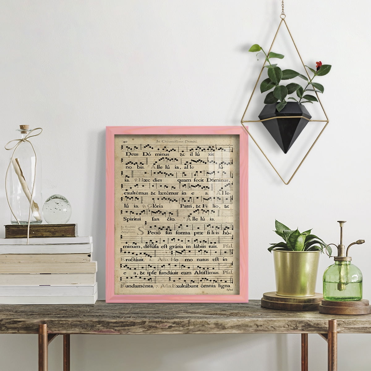 Vellum Songbook II -Framed Print w/glass-Sunset Pink