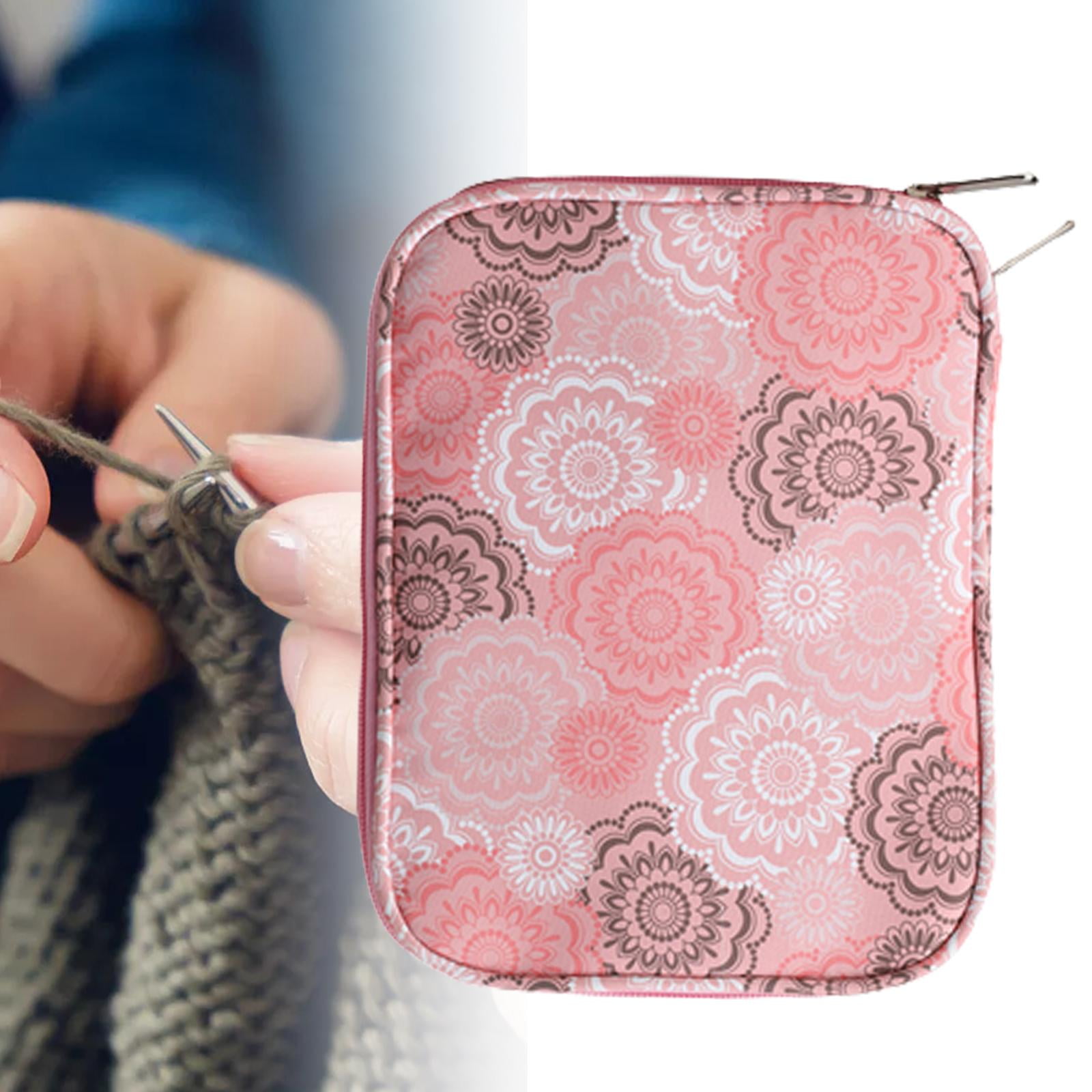 Knitting Storage Bag Crochet Hook Case 600D Oxford Cloth Empty Sewing Bag Portable Pink for Scissors Household Knitting Bag 23x17cm
