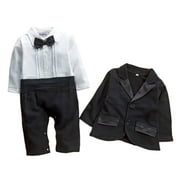 StylesILove Infant Toddler Baby Boy Tuxedo Romper and Jacket 2-pc Formal Wear Suit (80/6-12 Months)