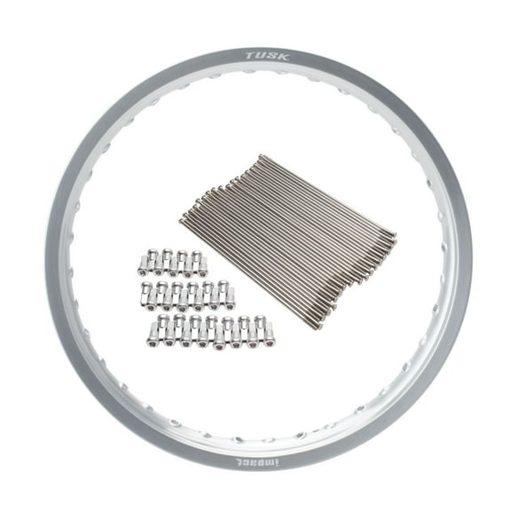 Tusk Impact Rear Rim and Spoke Kit 18 x 2.15 Silver