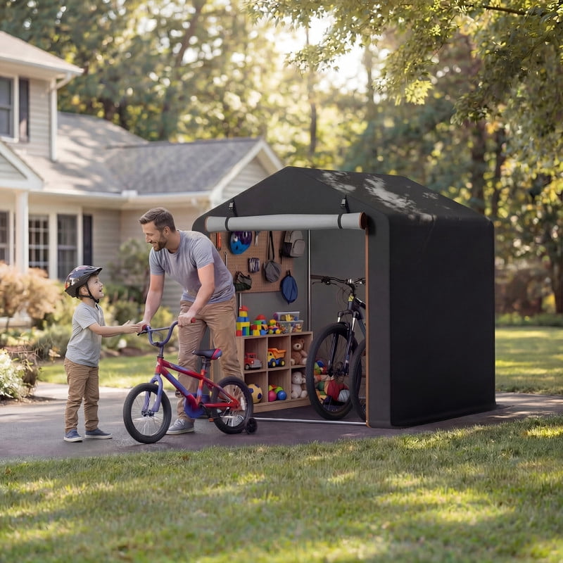 Homall Outdoor Canopy Storage Shed 3x6x5 ft, Silver, Portable