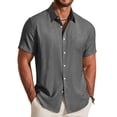 thumbnail image 4 of COOFANDY Mens Summer Textured Shirts Short Sleeve Stretch Linen Shirts for Vacation, 4 of 6