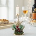 thumbnail image 1 of Candelabro navideño para candelabros con decoración de frutos rojos y piñas Candelabros Candelabros cónicos para centro de mesa Decoración festiva de repisa navideña o decoración del hogar, 1 of 2