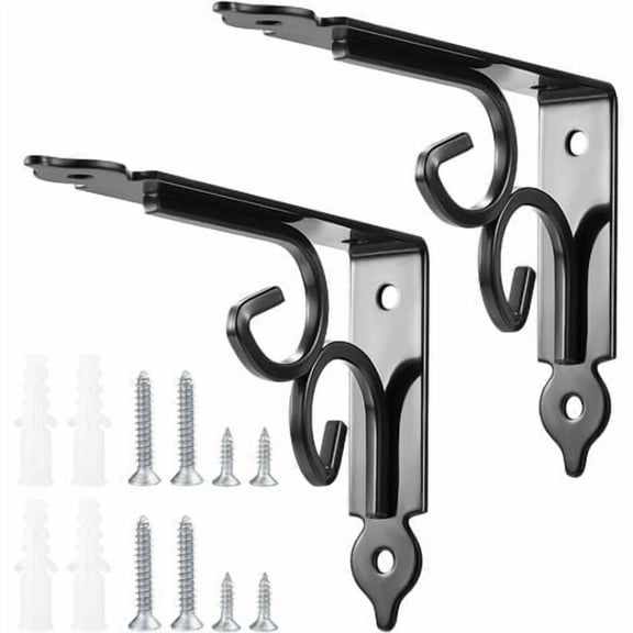Pieces Wall Shelf Brackets, 90 Degree Triangle Shelf Brackets, Metal Angle Bracket for Bookshelf, Kitchen - Black