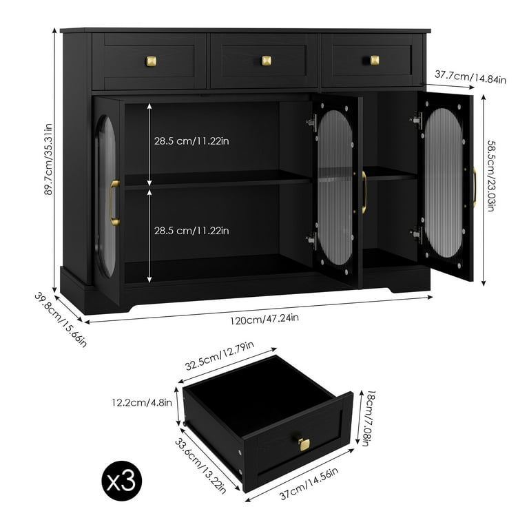 Walmart black cheap buffet table