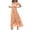 Orange, variant on Women Dresses Swing Long Dress Chiffon Floral Short Sleeve Ruffle V Neck Fashion Waist Flowy Dresses Classic Elegant Casual Women's Dress