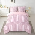 thumbnail image 2 of Manfei Pink Lines 7-Piece Twin Bedding Sets,Modern Geometric Stripe Bedding Comforter Set,Abstract Minimalist Art Sheet Sets For Girls,Luxury Bedroom Decor Reversible, 2 of 8